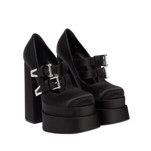 Versace Aevitas Satin Mary Jane Buckle Platform Black Pump Size 39/ 9 NWB $1,575
